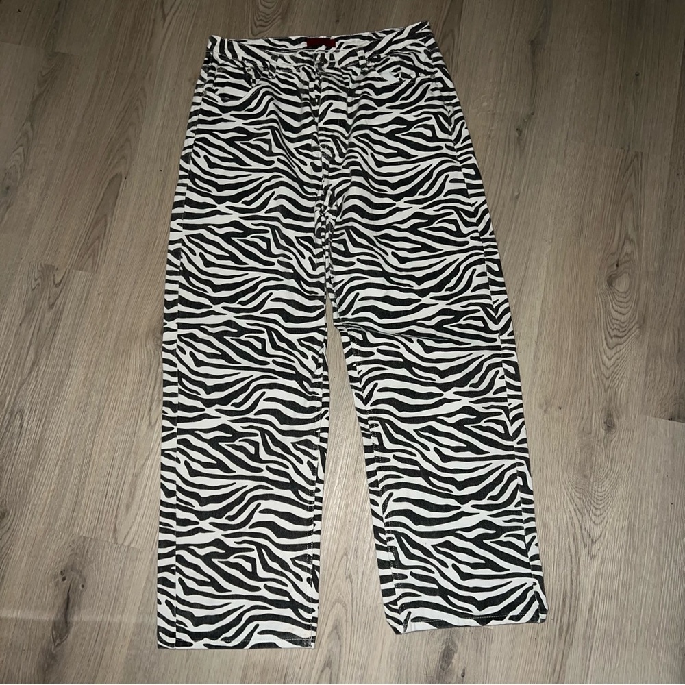 Signature8 Zebra Print Jeans XL High Rise Straight Leg